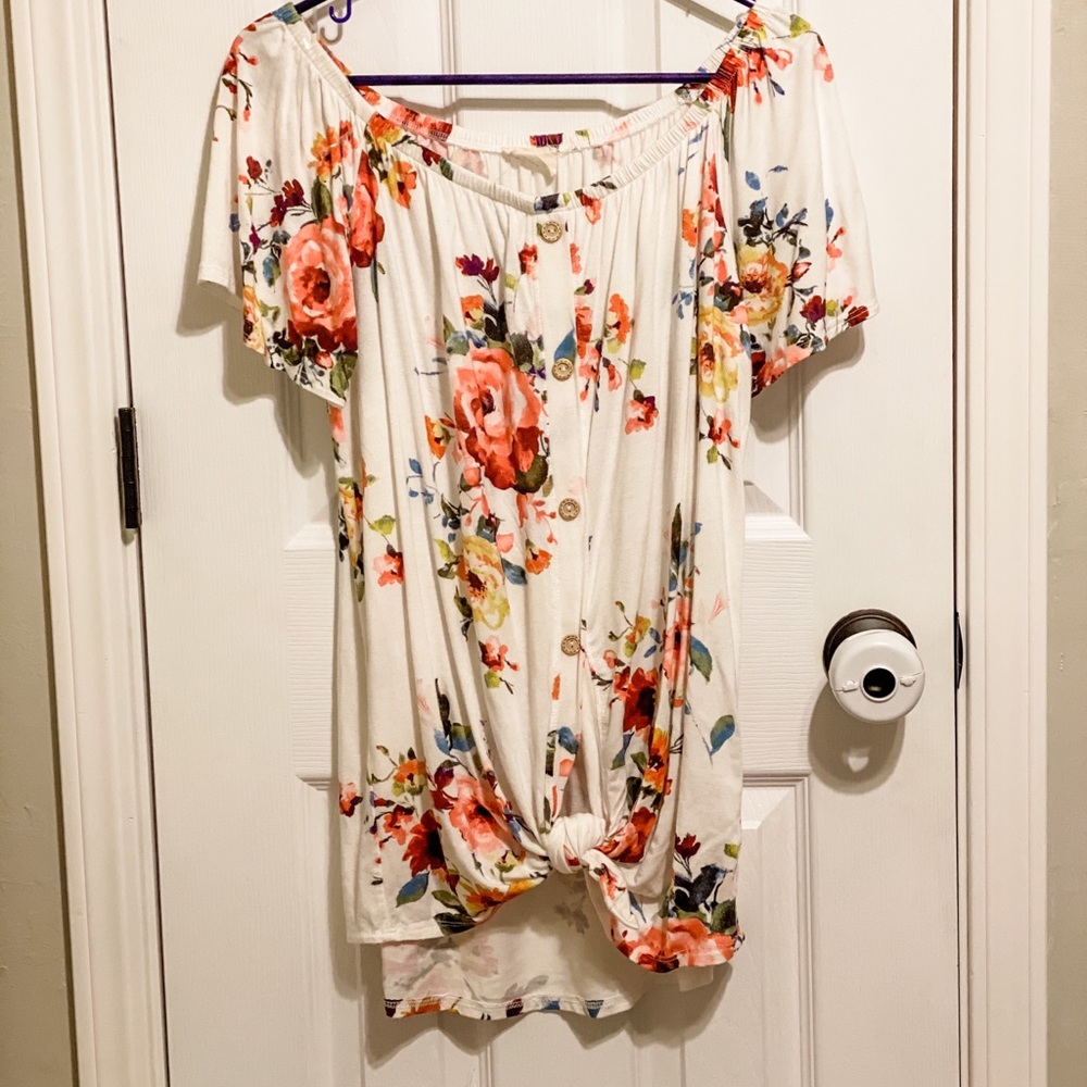 Floral Top with Buttons